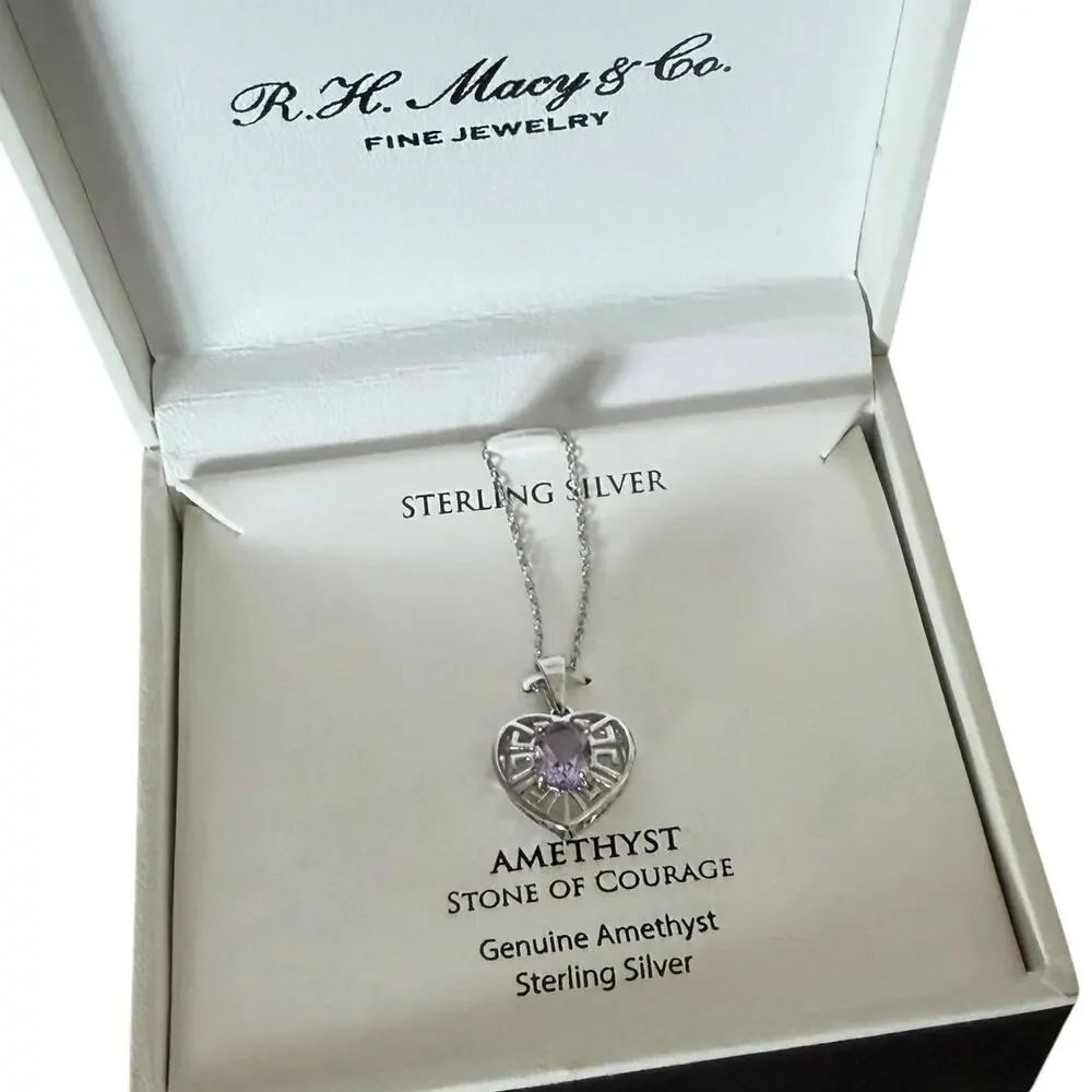 Sterling Silver Genuine Amethyst Heart Necklace Macy's